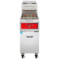Vulcan 1TR45D-1 PowerFry3 Natural Gas 45-50 lb. Floor Fryer with Solid State Digital Controls - 70,000 BTU