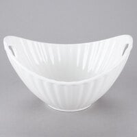 10 Strawberry Street WTR-7LNBOATBWL Whittier 24 oz. White Porcelain Boat Bowl with Line Texture - 8/Case