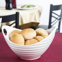 10 Strawberry Street WTR-10RBBOATBWL Whittier 64 oz. White Porcelain Boat Bowl with Ribbed Texture - 6/Case