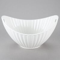 10 Strawberry Street WTR-10LNBOATBWL Whittier 64 oz. White Porcelain Boat Bowl with Line Texture - 6/Case