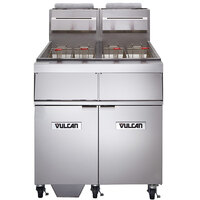 Vulcan 2GR85MF-1 Natural Gas 170-180 lb. 2 Unit Floor Fryer System with Millivolt Controls and KleenScreen Filtration - 300,000 BTU
