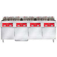Vulcan 4ER50CF-1 200 lb. 4 Unit Electric Floor Fryer System with Computer Controls and KleenScreen Filtration - 208V, 3 Phase, 68 kW