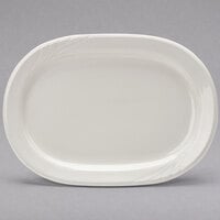 Tuxton YEH-102 Monterey 10 3/8" x 7 1/2" Eggshell Embossed Rim China Platter - 24/Case