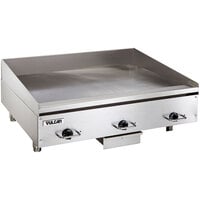 Vulcan HEG36E 36 inch Electric Countertop Griddle with Snap-Action Thermostatic Controls - 240V, 3 Phase, 16.2 kW