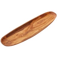 American Metalcraft OWMP 17 3/4 inch x 5 1/4 inch Oblong Olive Wood Boat
