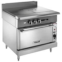 Vulcan V1FT36C-LP V Series Liquid Propane Heavy-Duty Range with 36 inch French Top and Convection Oven - 77,000 BTU