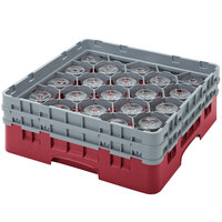 Cambro 20S638416 Camrack 6 7/8 inch High Customizable Cranberry 20 Compartment Glass Rack