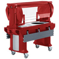 Cambro VBRHD5158 Hot Red 5' Versa Food / Salad Bar with Heavy-Duty Casters