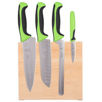 Mercer Culinary M21980GR Millennia Colors® 5-Piece Rubberwood Magnetic Board and Green Handle Knife Set