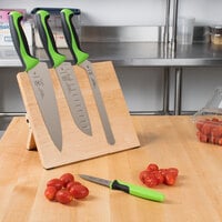 Mercer Culinary M21980GR Millennia Colors® 5-Piece Rubberwood Magnetic Board and Green Handle Knife Set
