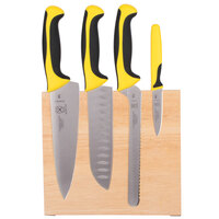 Mercer Culinary M21980YL Millennia Colors® 5-Piece Rubberwood Magnetic Board and Yellow Handle Knife Set