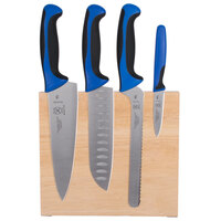 Mercer Culinary M21980BL Millennia Colors® 5-Piece Rubberwood Magnetic Board and Blue Handle Knife Set