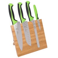 Mercer Culinary M21981GR Millennia Colors® 5-Piece Bamboo Magnetic Board and Green Handle Knife Set