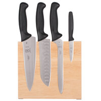 Mercer Culinary M21980 Millennia® 5-Piece Rubberwood Magnetic Board and Black Handle Knife Set