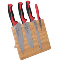 Mercer Culinary M21981RD Millennia Colors® 5-Piece Bamboo Magnetic Board and Red Handle Knife Set