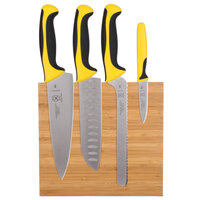 Mercer Culinary M21981YL Millennia Colors® 5-Piece Bamboo Magnetic Board and Yellow Handle Knife Set
