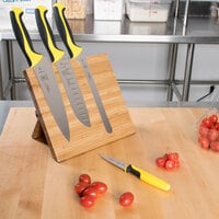 Mercer Culinary M21981YL Millennia Colors® 5-Piece Bamboo Magnetic Board and Yellow Handle Knife Set