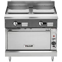Vulcan V2P36S-NAT V Series Natural Gas 36" Heavy-Duty Range with 2 Plancha Tops and Standard Oven - 85,000 BTU