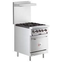 Cooking Performance Group S24-L Liquid Propane 4 Burner 24" Range with Space Saver Oven - 150,000 BTU