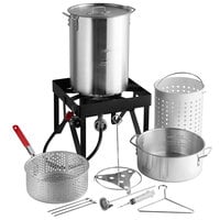 18 QT Dual Basket Deep Fryer Fish Cooker Aluminum Freestanding Pot Propane  LP