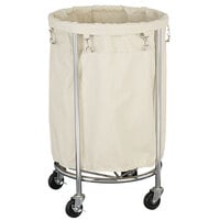 Chrome Mobile Heavy-Duty Round Laundry Hamper with Removable Polyester Bag