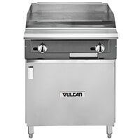 Vulcan VGM24B-NAT V Series Natural Gas 24" Heavy-Duty Manual Range with Griddle Top and Cabinet Base - 60,000 BTU