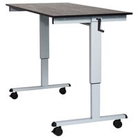 Luxor STANDCF60-AG/BO Stand Up Desk with Silver Steel Frame and Black Oak Desktop - 60 inch