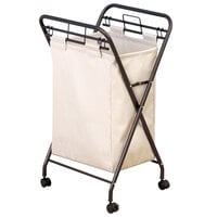 Antique Bronze Mobile Rectangular Laundry Hamper with Removable Polyester Bag