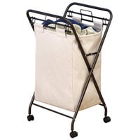 Antique Bronze Mobile Rectangular Laundry Hamper with Removable Polyester Bag