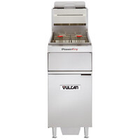 Vulcan VFRY18F-LP Liquid Propane 45-50 lb. Floor Fryer with Solid State Analog Controls and KleenScreen Filtration - 70,000 BTU