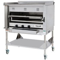 Vulcan VST4B-LP Liquid Propane Chophouse Ceramic Broiler with Griddle Top and Stand - 135,000 BTU