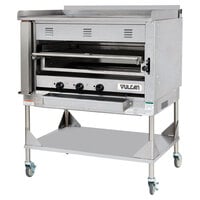 Vulcan VST3B-LP Liquid Propane Chophouse Ceramic Broiler with Griddle Top and Stand - 100,500 BTU