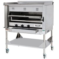 Vulcan VST4B-NAT Natural Gas Chophouse Ceramic Broiler with Griddle Top and Stand - 135,000 BTU