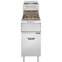Vulcan VFRY18-NAT Natural Gas 45-50 lb. Floor Fryer with Solid State Analog Controls - 70,000 BTU