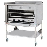 Vulcan VST3B-NAT Natural Gas Chophouse Ceramic Broiler with Griddle Top and Stand - 100,500 BTU