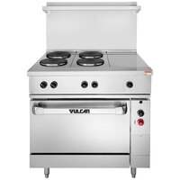 Vulcan EV36-S-4FP-1HT-240 Endurance Series 36 inch Electric Range with 4 French Plates, 1 Hot Top, and 1 Standard Oven - 240V