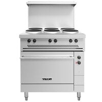 Vulcan EV36S-6FP208 Endurance Series 36 inch Electric Range with 6 French Plates and Oven Base - 208V, 17 kW