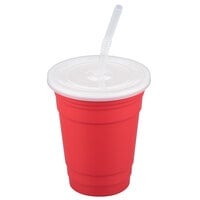 GET SC-16-SET-R To-Go 16 oz. Red Customizable Plastic Reusable Tumbler, Lid, and Straw Set - 24/Case