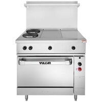 Vulcan EV36S-2FP2HT208 Endurance Series 36 inch Electric Range with 2 French Plates, 2 Hot Tops, and 1 Standard Oven - 208V