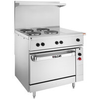 Vulcan EV36-S-4FP-1HT-480 Endurance Series 36 inch Electric Range with 4 French Plates, 1 Hot Top, and 1 Standard Oven - 480V