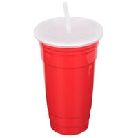 GET To-Go 32 oz. Red Customizable Plastic Reusable Tumbler, Lid, and Straw Set - 24/Case