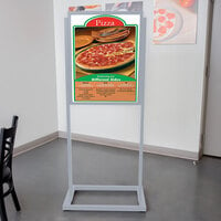 Aarco BPH1S Boaster 24 1/2 inch x 63 inch Silver Double Sided Freestanding Poster / Sign Holder