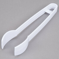 Fineline 3307-WH 7 inch White Plastic Tongs - 3/Pack