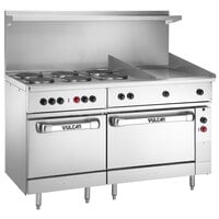 Vulcan EV60SS-6FP24G480 Endurance Series 60 inch Electric Range with 6 French Plates, 24 inch Griddle, 1 Standard Oven, and 1 Oversized Oven - 480V, 28.8 kW