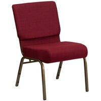Flash Furniture FD-CH0221-4-GV-3169-GG Burgundy 21" Extra Wide Church Chair with Gold Vein Frame