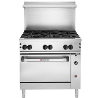 Wolf C36C-6BP Challenger XL Series Liquid Propane 36" Manual Range with 6 Burners and Convection Oven - 215,000 BTU