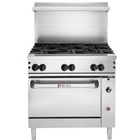Wolf by Vulcan C36C-6BN Challenger XL Series Natural Gas 36 inch Manual Range with 6 Burners and Convection Oven - 215,000 BTU