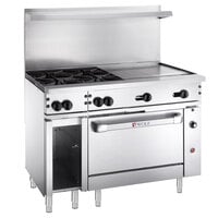 Wolf C48S-4B24GN Challenger XL Series Natural Gas 48" Manual Range with 4 Burners, 24" Right Side Griddle, and Standard Oven - 195,000 BTU