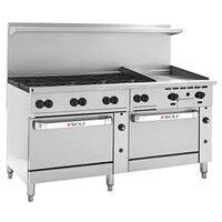 Wolf C72CC-8B24GTN Challenger XL Series Natural Gas 72" Thermostatic Range with 8 Burners, 24" Right Side Griddle, and 2 Convection Ovens - 350,000 BTU