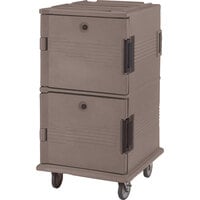 Cambro UPC1600SP194 Ultra Camcarts® Granite Sand Insulated Food Pan Carrier with Heavy-Duty Casters and Security Package - Holds 24 Pans